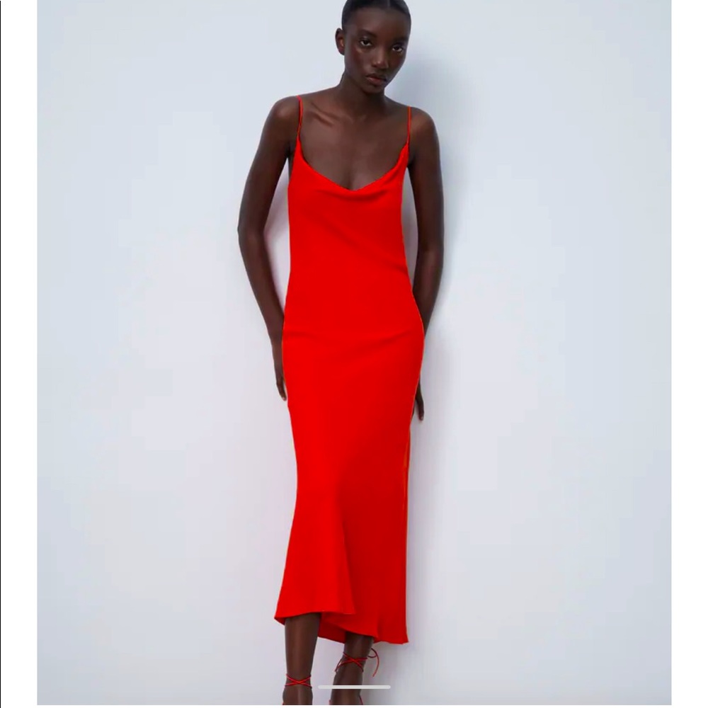 Zara SATIN LINGERIE STYLE DRESS